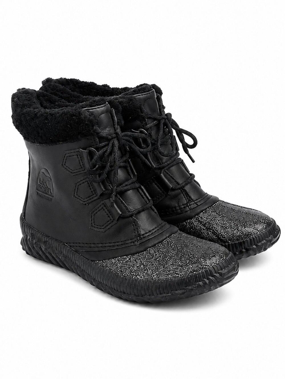 Sorel Black Faux Fur Trim Waterproof Ankle Boots